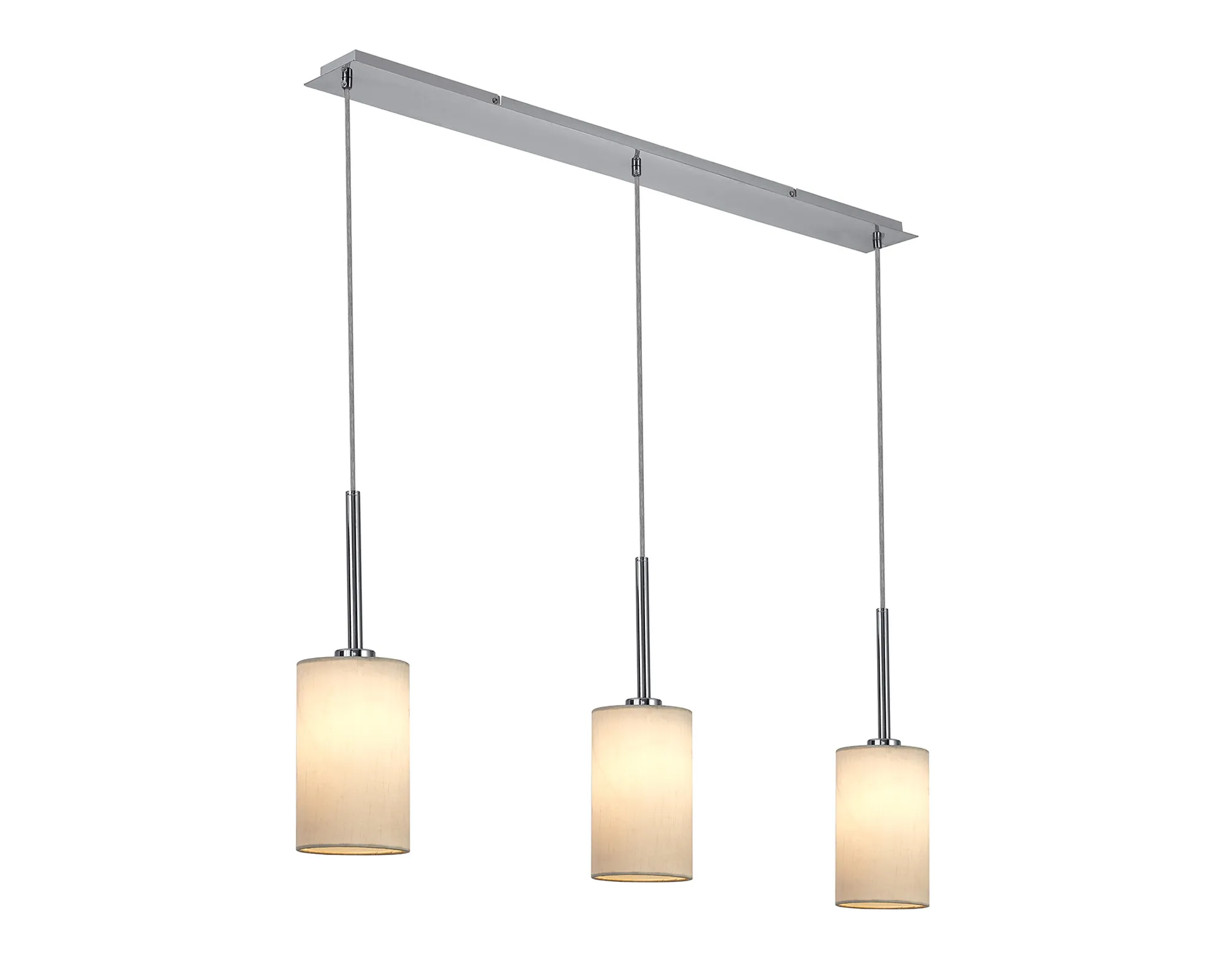Baymont 12cm Shade 3 Light Pendant Polished Chrome, White DK0769  Deco Baymont CH WH